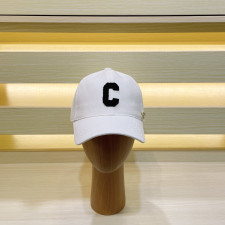 셀린느 'C' 이니셜 코듀로이 베이스볼 캡(화이트)