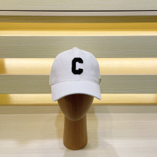 셀린느 'C' 이니셜 코듀로이 베이스볼 캡(화이트)