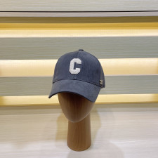 셀린느 'C' 이니셜 코듀로이 베이스볼 캡(차콜 그레이)