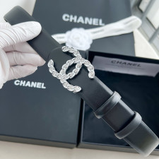 샤넬 클래식 더블 C 크리스털 체인 실버 버클(블랙)