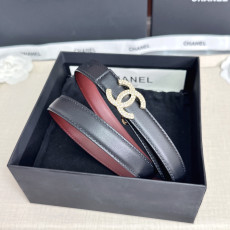 샤넬 리버서블 더블 C 골드 크리스탈 버클 벨트(블랙+버건디)