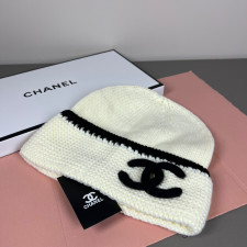 샤넬 CC 로고 배색 라인 크로셰 니트 빈티(화이트)