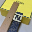 펜디 주카 & 그레인 스킨 리버서블 FF 스프라이트 리브드 골드 버클 벨트(탄)