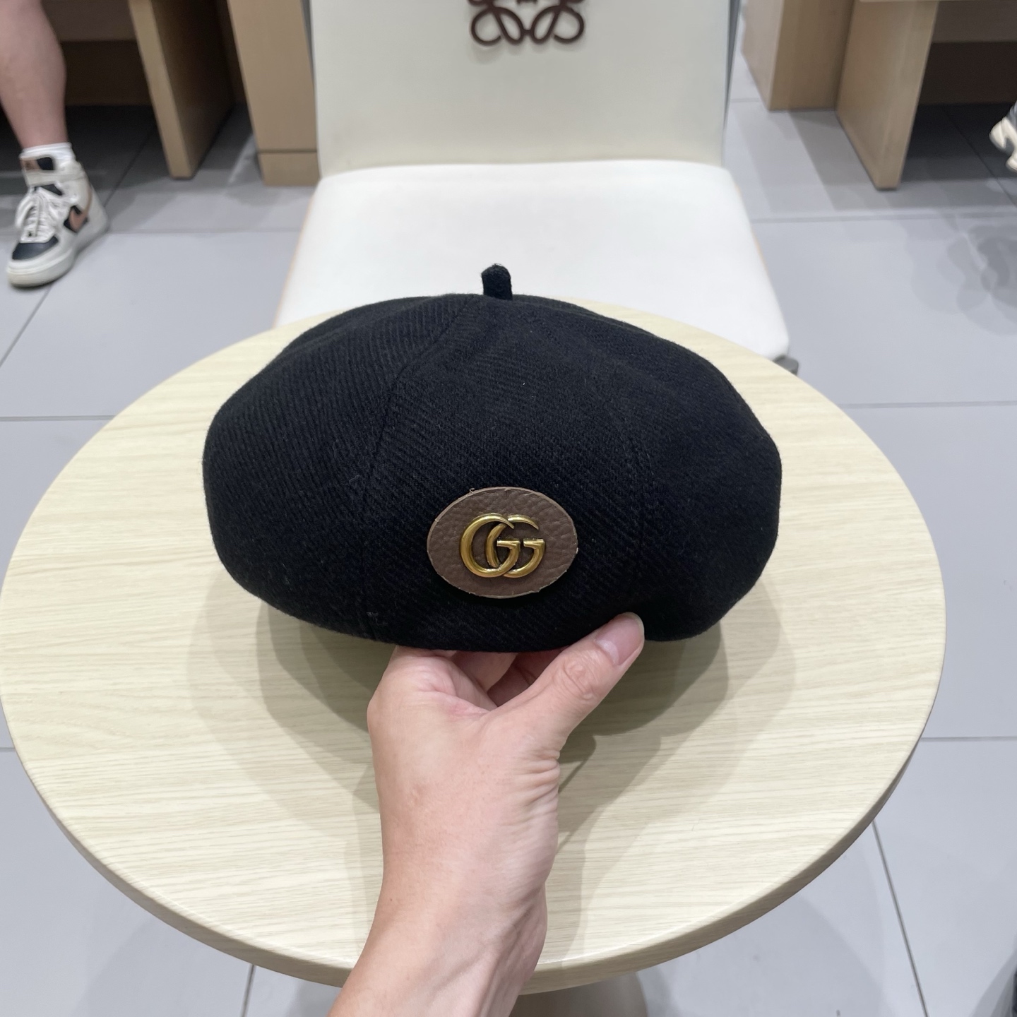 구찌 GG로고 울 베레모(블랙)