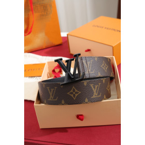 루이비통 모노그램 LV 이니셜 매트 블랙 버클 벨트