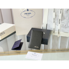 프라다 로고 사피아노 플랩 카드 홀더(블랙)