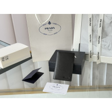 프라다 디보싱 로고 사피아노 플랩 카드 홀더(블랙)