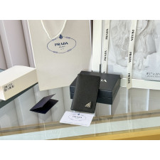 프라다 삼각로고 사피아노 플랩 가트지갑(블랙)
