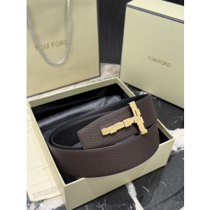 톰포드 리버시블 레더 메탈 링크 골드 링크 벨트(딥브라운)