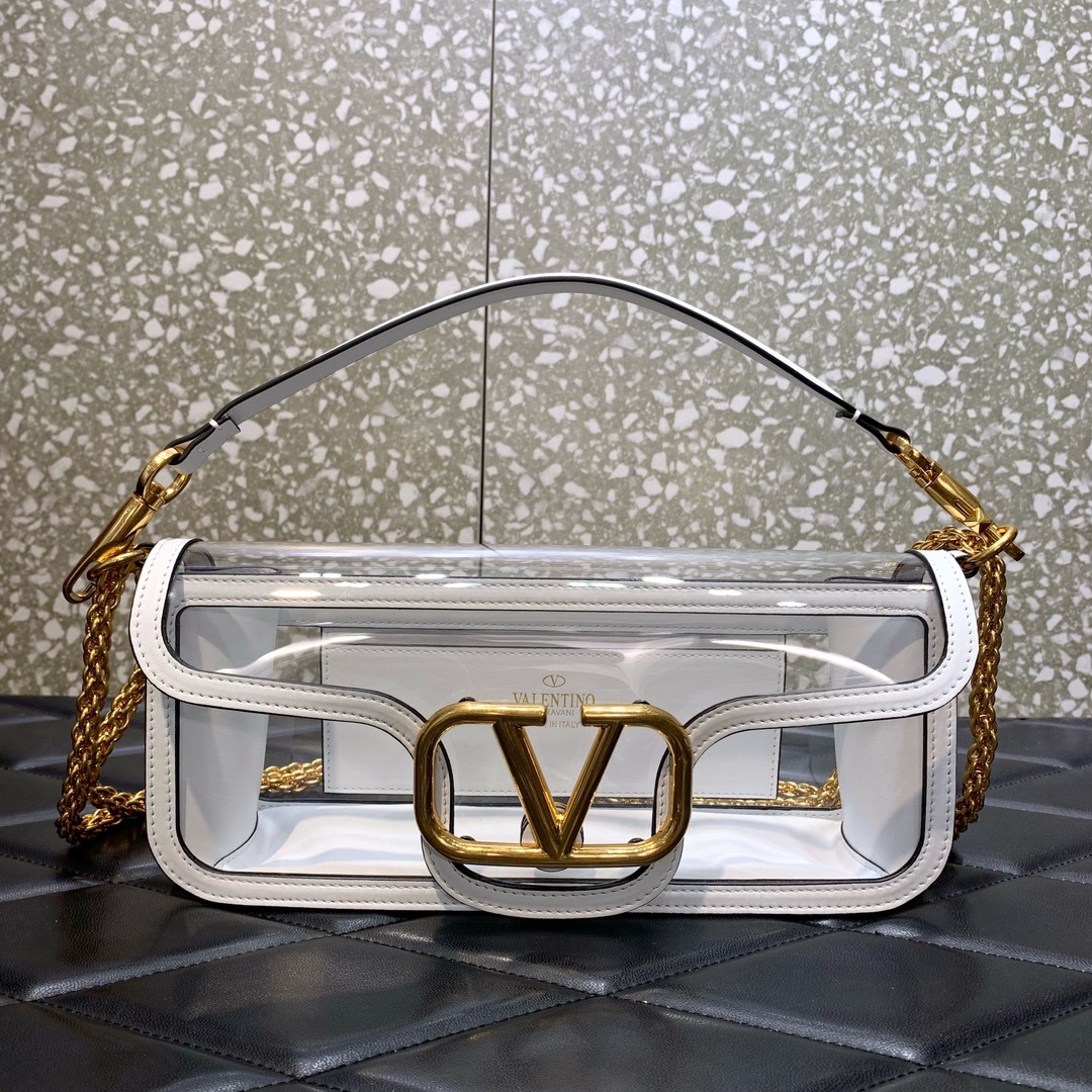 발렌티노 로코 PVC 숄더백 미디엄(화이트)